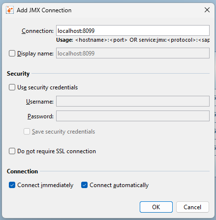 Creating JMX connection in VisualVM