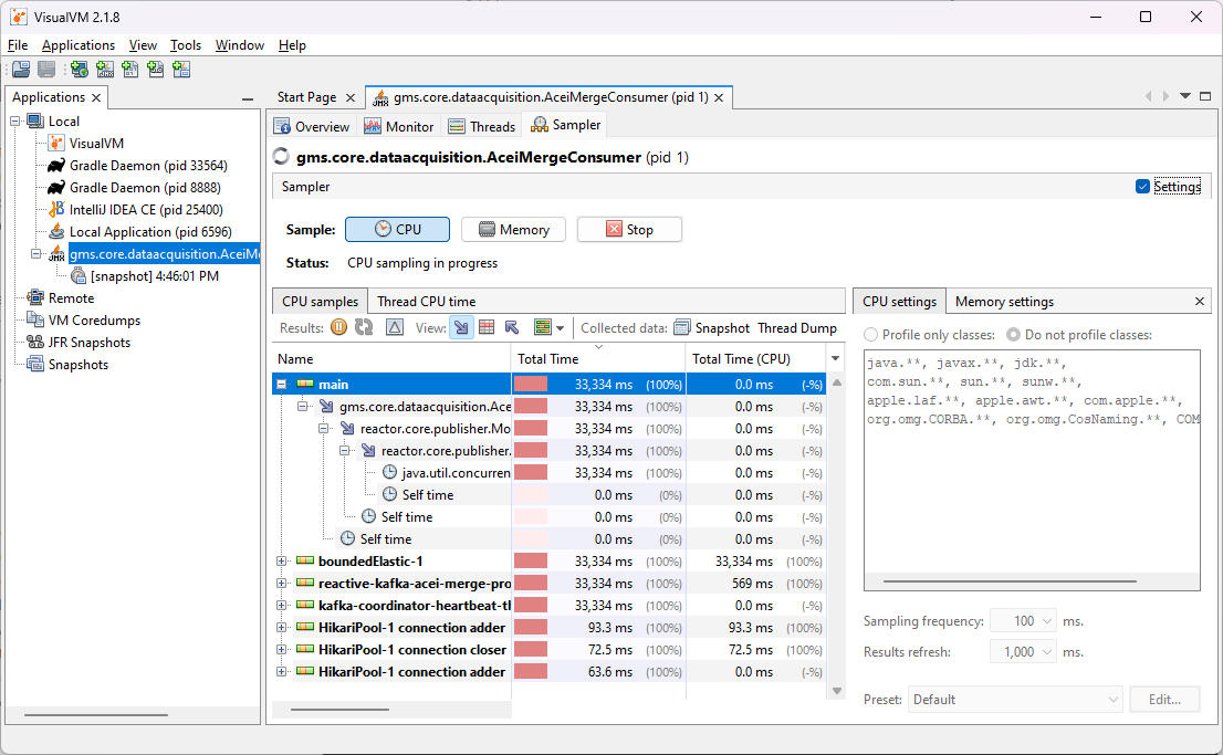 Profiling in VisualVM